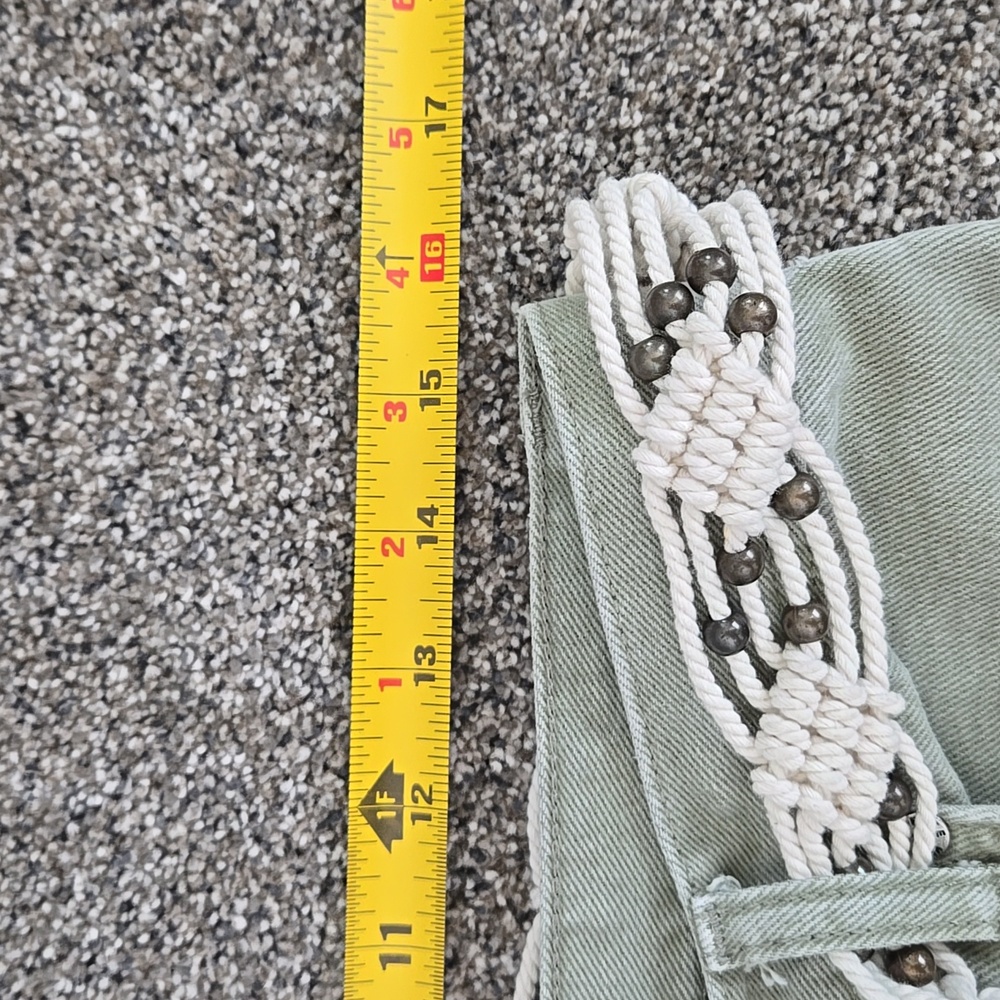 Women's Green Jean Ankle Length Pants Size 29 We The Free Brand With Belt - Picture 11 of 16